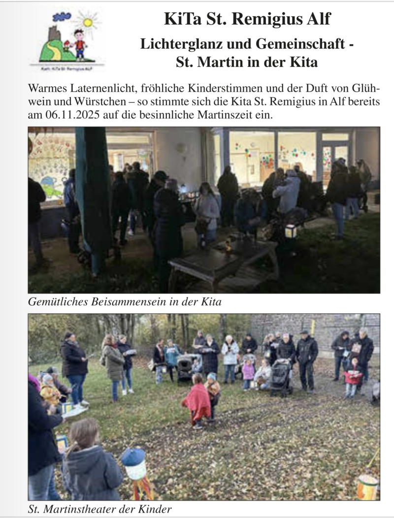 KiTa St. Remigius Alf Lichterglanz und Gemeinschaft - St. Martin in der Kita
